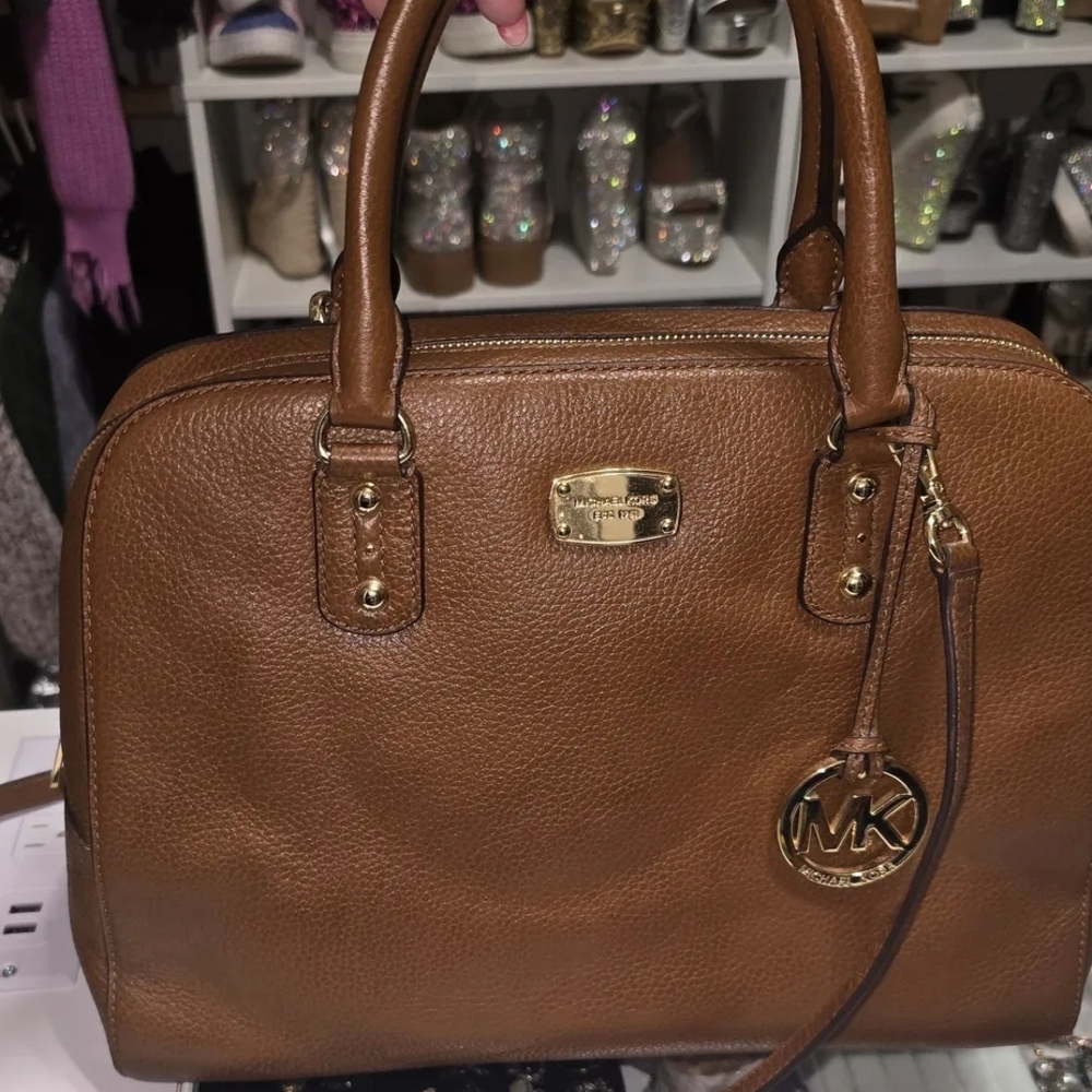 Michael Kors Brown Satchel with Gold Hardware